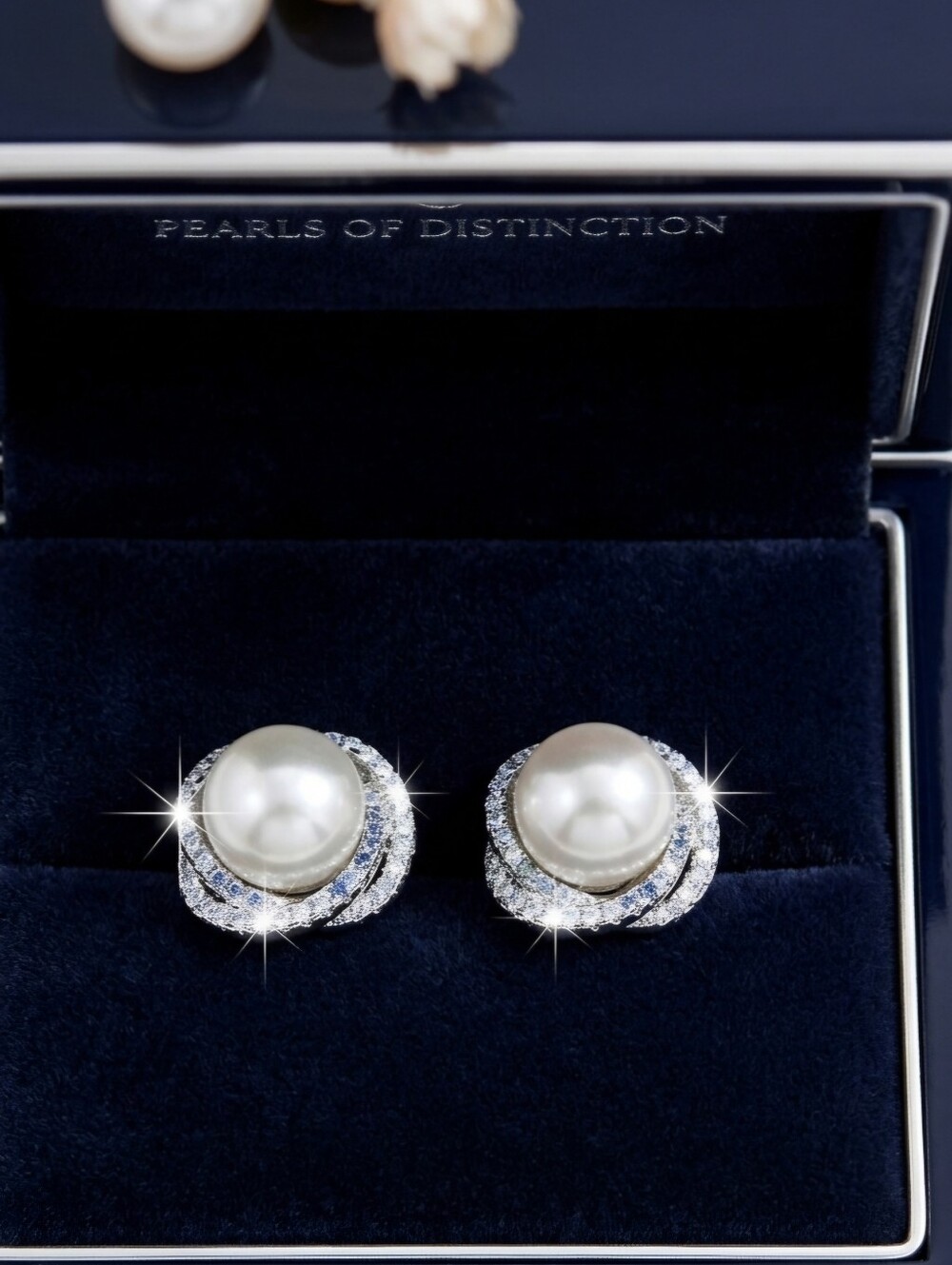 Gold Pearl CZ Earrings